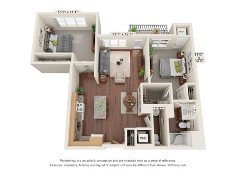 2 Bedroom - E Floor Plan at Legacy Commons at Signal Hills 55+ Apartments, Minnesota